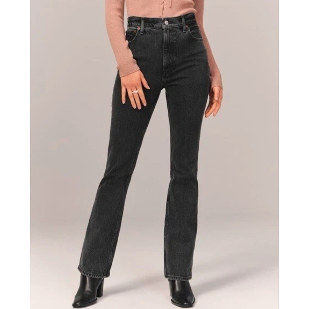 Abercrombie & Fitch The 70s Vintage Flare Ultra High Rise Curve Love Black 29 XS
